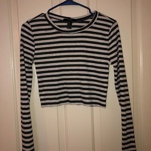Striped long sleeve crop top